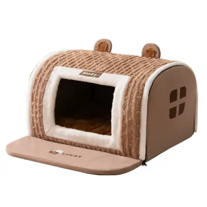 Bonita casa para mascotas con cama plegable y suave para mascotas, castillo para mascotas desmontable y lavable, adecuado para perros pequeños y medianos y gatos