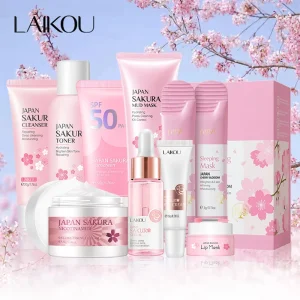 Kit de productos faciales Sakura, 9 Uds., juego de cuidado de la piel, limpiador Facial, crema Facial, protector solar, máscara Facial, crema para ojos, producto coreano para el cuidado de la piel