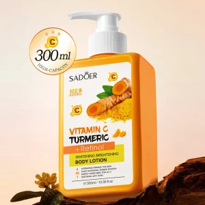 Crema corporal de cúrcuma, loción blanqueadora de manchas oscuras, vitamina C, crema facial hidratante, cuidado de la piel corporal reafirmante, 300ml