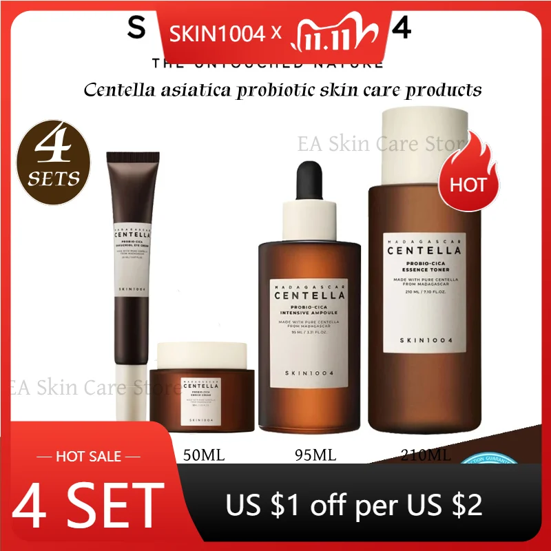 Set Reparador de la piel con Centella, cuidado de la piel coreano Original 4 unids/set tóner probio-cICA, suero antienvejecimiento, crema reafirmante antiarrugas, crema de ojos