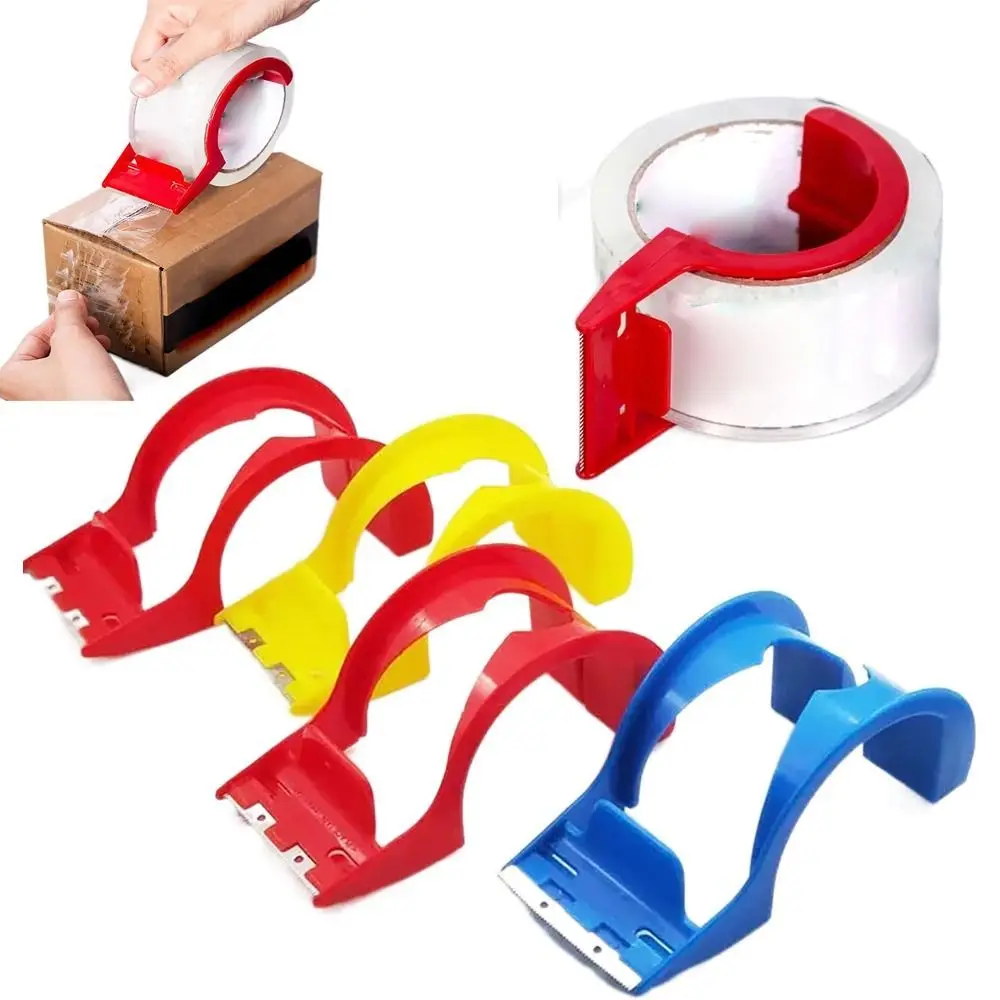 Dispensador de cinta adhesiva, cortador de cinta, máquina de sellado de caja Simple, soporte de cinta conveniente, asiento de cinta de embalaje de plástico con dientes de hierro, 48mm