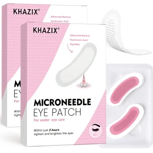 Parches de microagujas con retinol, ácido hialurónico y péptidos reafirmantes, para frente, área de los ojos, patas de gallo y líneas de expresión, 1 par.
