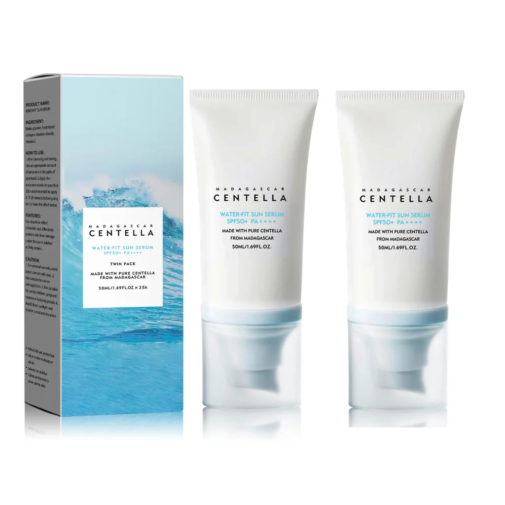Crema de protección solar SPF50 +, protección UV fuerte Centella, protector solar a base de agua, bloqueador solar facial, cuidado hidratante para la piel, 5 uds.